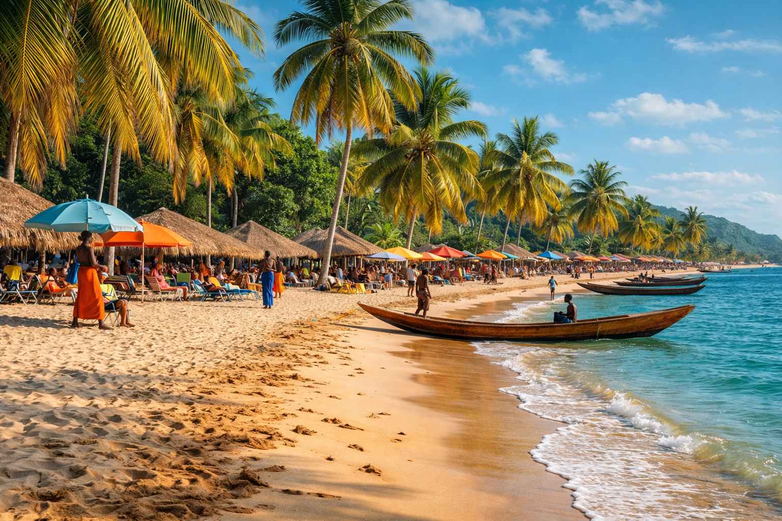 La plage de Grand-Popo, 35 km de sable fin bordés de cocotiers